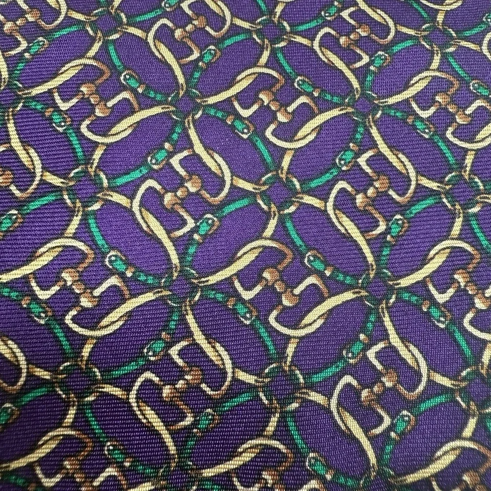 Brooks Brothers Makers Mens‎ Tie Silk Purple Gold Chain Eye Links USA Vintage